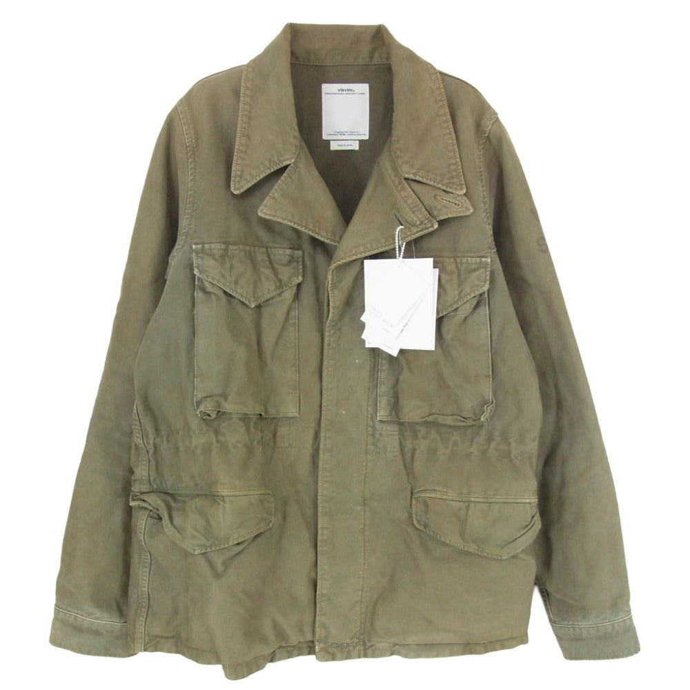 VISVIM ビズビム 16SS 0116105013028 ACHSE JKT DMGD CHINO アクス ジャケット ステンシルHAND PAINTナンバリング 硫化染 加工 ミリタリー ジャケット カーキ系 2【美品】【中古】