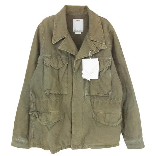 VISVIM ビズビム 16SS 0116105013028 ACHSE JKT DMGD CHINO アクス ジャケット ステンシルHAND PAINTナンバリング 硫化染 加工 ミリタリー ジャケット カーキ系 2【美品】【中古】