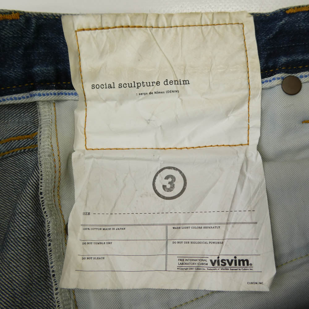 VISVIM ビズビム 19AW 0119205005031 SOCIAL SCULPTURE DRY DENIM-3 INDIGO ソーシャルスカルプチャードライ デニム 13oz ドライ塩縮加工 インディゴ インディゴブルー系 L 3【中古】