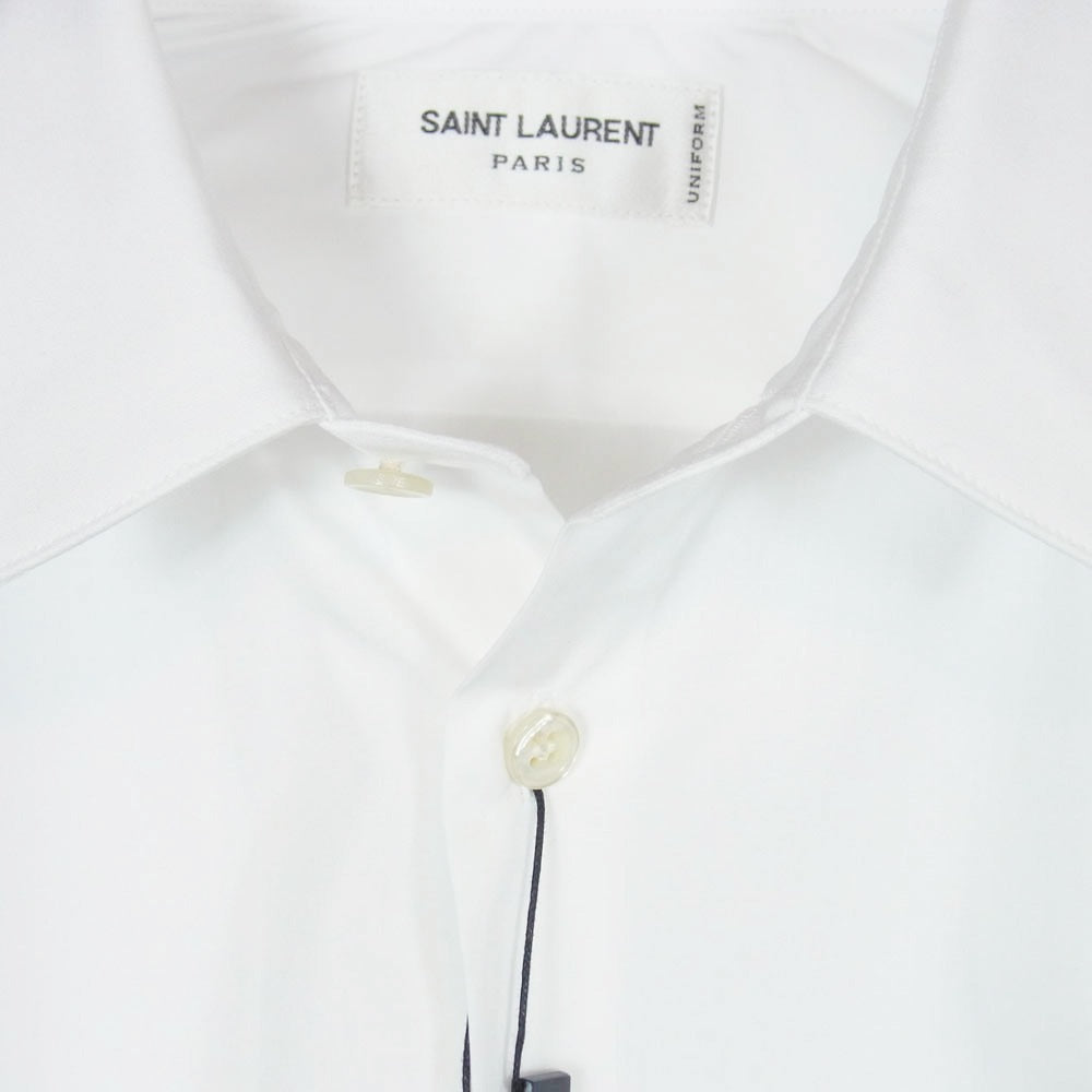 SAINT LAURENT サンローラン 638427 Y217W ユニフォーム プレーン 長袖 ドレスシャツ ホワイト系 37【美品】【中古】