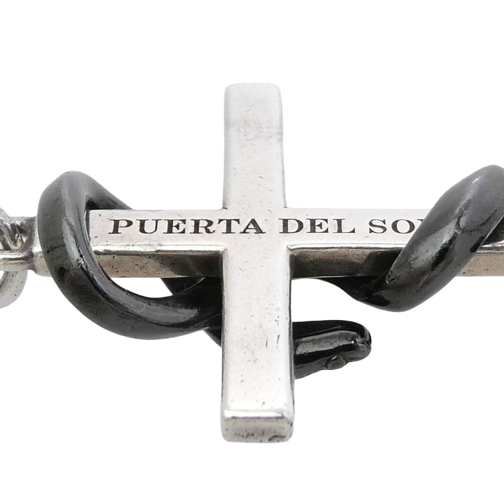 PUERTA DEL SOL プエルタデルソル PE775BKD シルバー950 スネーク&クロス ダイヤモンド ペンダント ネックレス ブラック系 シルバー系【中古】