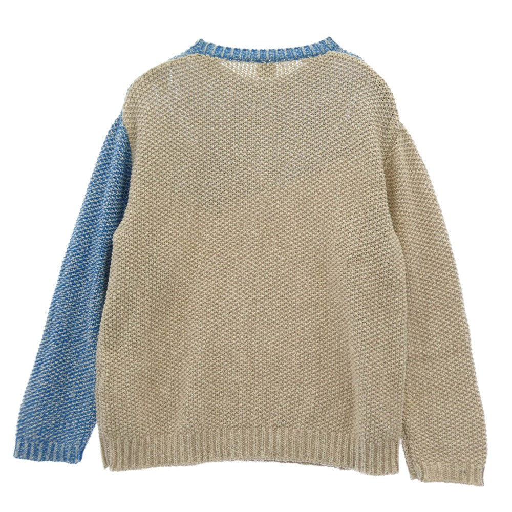 6(ロク) 8613-199-0178 ROKU BEAUTY&YOUTH BICOLOR KNIT PULLOVER ニット プルオーバー ベージュ系 ブルー系 フリー【中古】