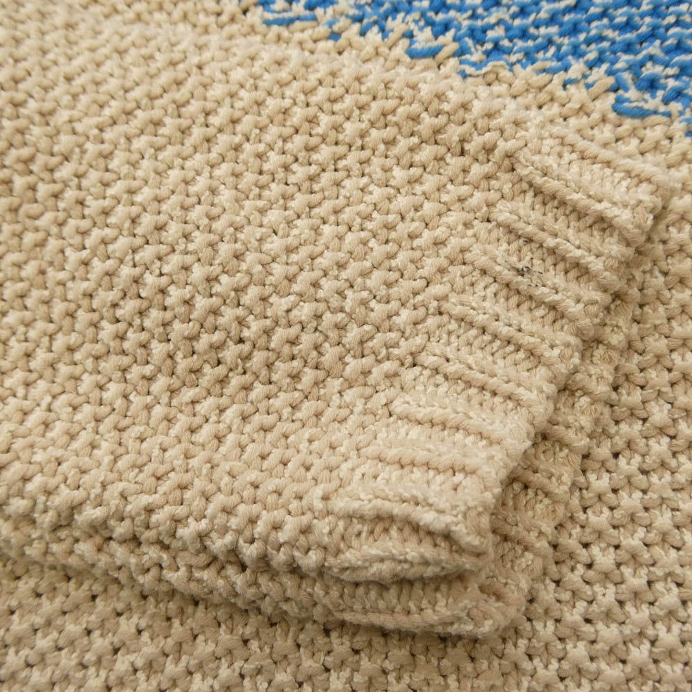 6(ロク) 8613-199-0178 ROKU BEAUTY&YOUTH BICOLOR KNIT PULLOVER ニット プルオーバー ベージュ系 ブルー系 フリー【中古】