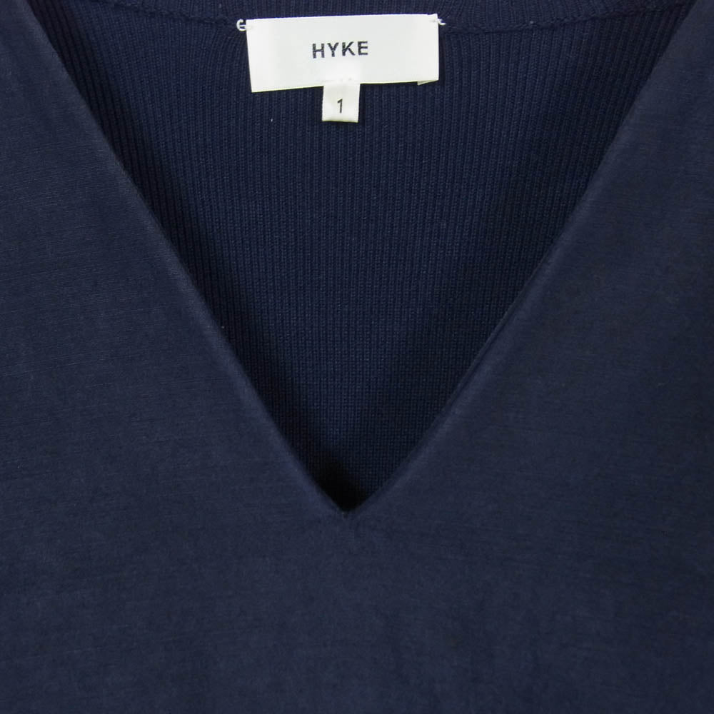 HYKE ハイク ボンディング加工 ニット 切替 ワンピース ネイビー系 1【中古】