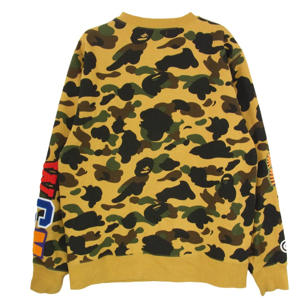 A BATHING APE アベイシングエイプ 1ST CAMO SHARK CREWNECK ファーストカモ シャーク クルーネック スウェット ショルダー WGM ワッペン イエローカモ ブラウン系 L【中古】