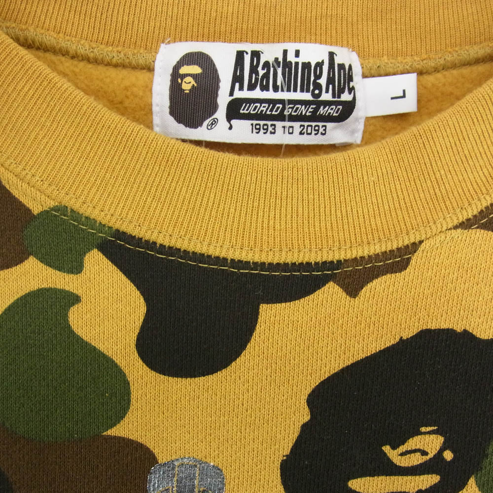 A BATHING APE アベイシングエイプ 1ST CAMO SHARK CREWNECK ファーストカモ シャーク クルーネック スウェット ショルダー WGM ワッペン イエローカモ ブラウン系 L【中古】