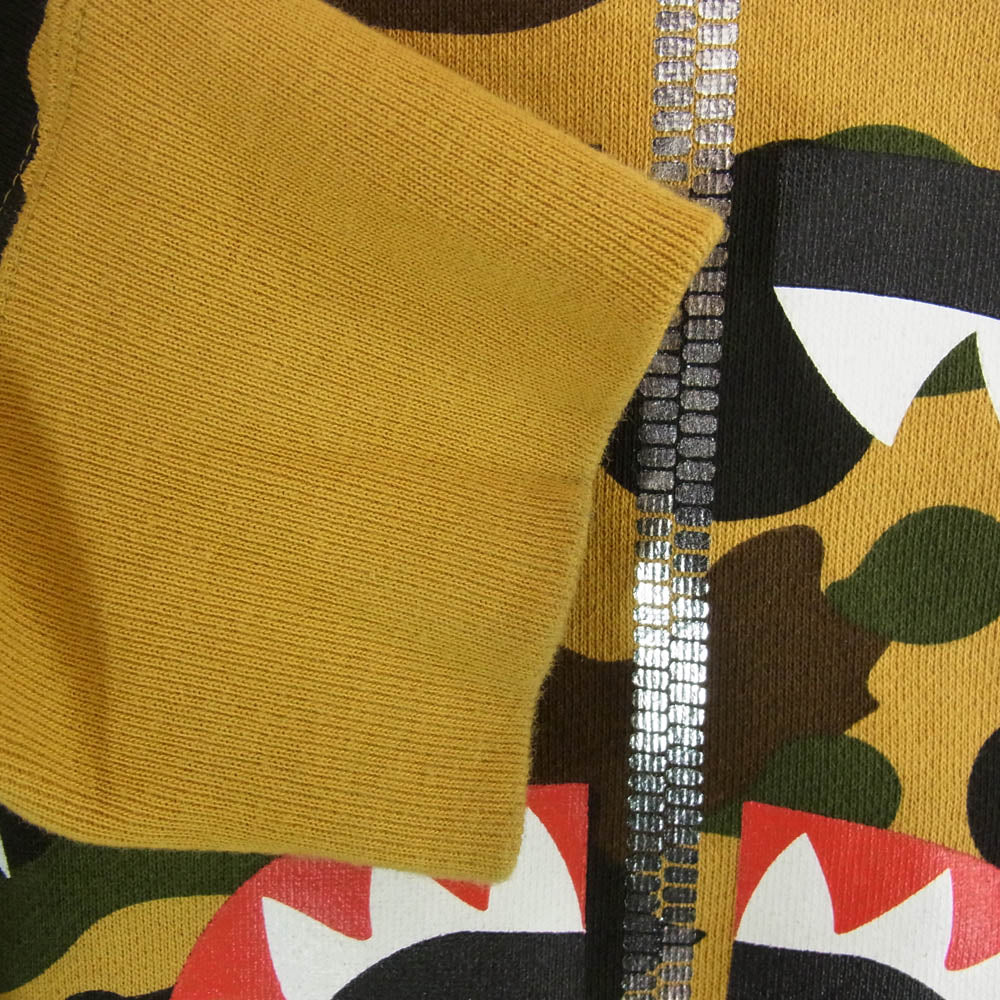 A BATHING APE アベイシングエイプ 1ST CAMO SHARK CREWNECK ファーストカモ シャーク クルーネック スウェット ショルダー WGM ワッペン イエローカモ ブラウン系 L【中古】