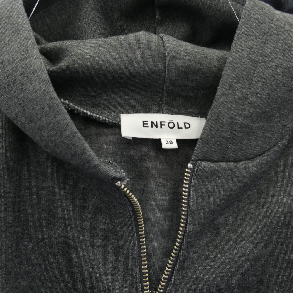 ENFOLD エンフォルド 300IA280-2771 CIRCLE SOLID HOODIE サークル ソリッド フーディー ジップアップ パーカー グレー系 38【中古】