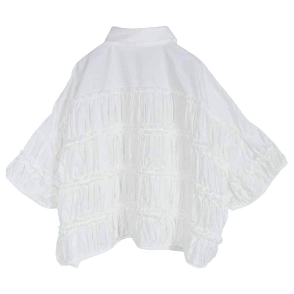 ENFOLD エンフォルド 300IS230-2381 TIERED GATHER SHIRT ティアード ギャザー 半袖 シャツ ホワイト系 38【美品】【中古】
