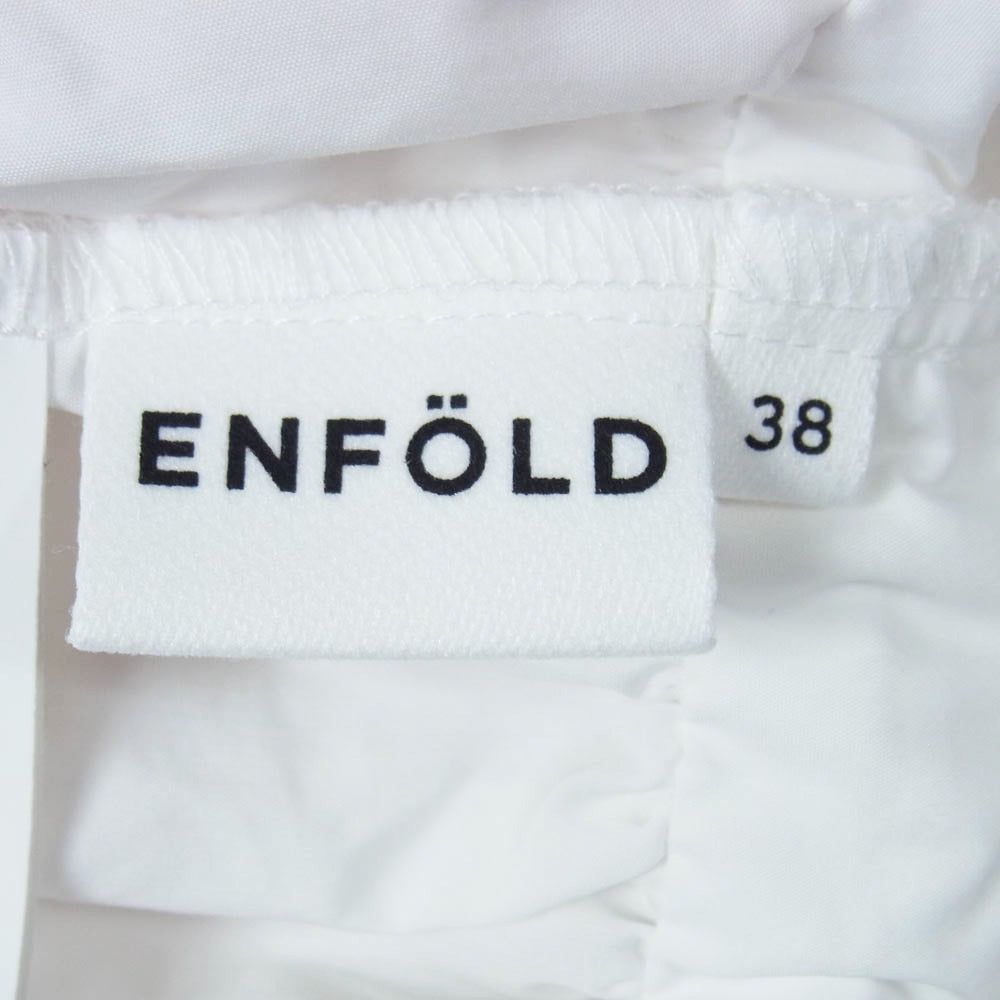 ENFOLD エンフォルド 300IS230-2381 TIERED GATHER SHIRT ティアード ギャザー 半袖 シャツ ホワイト系 38【美品】【中古】