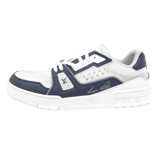 LOUIS VUITTON ルイ・ヴィトン 1AIJ26 アメリカズカップ LV トレイナー ライン スニーカー ローカットスニーカー ホワイト系 ダークネイビー系 7.5【中古】