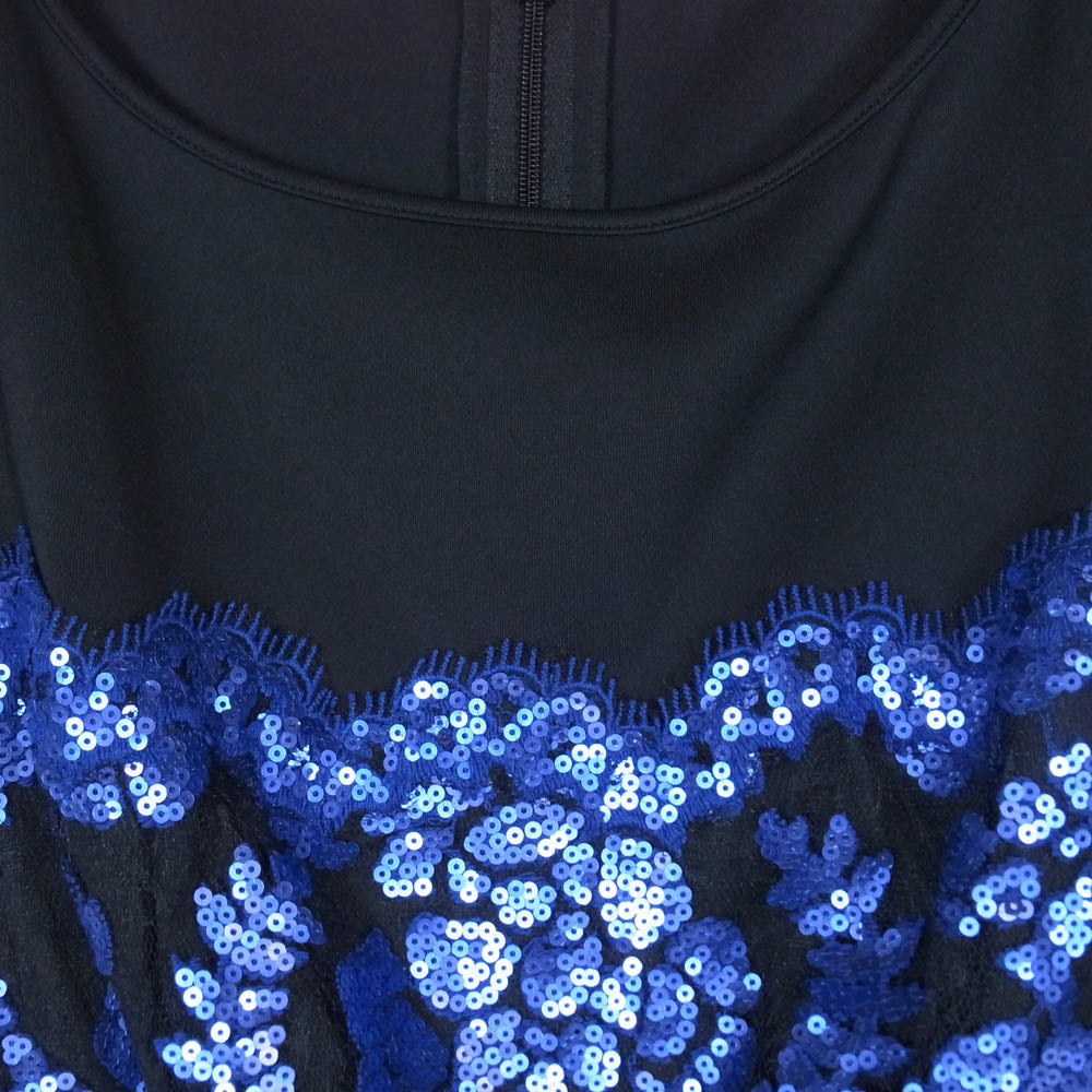 TADASHI SHOJI タダシショージ スパンコール ベルテッド ワンピース ドレス ブラック系 8【中古】