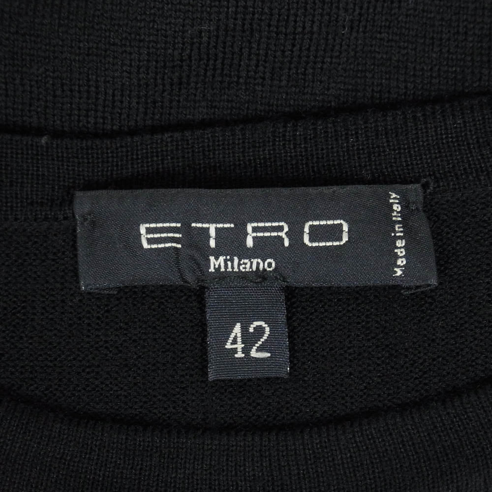 ETRO エトロ イタリア製 総柄 シルク 半袖 Tシャツ ブラック系 42【中古】