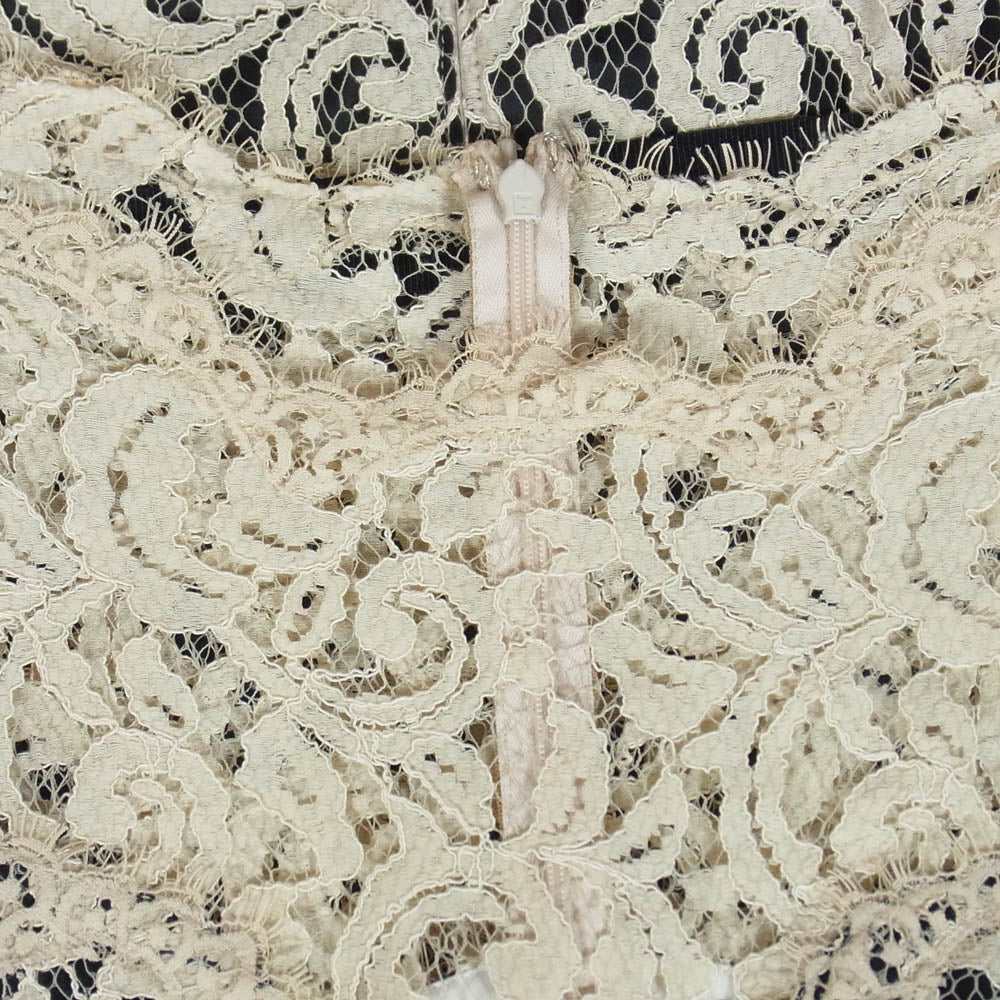 TADASHI SHOJI タダシショージ レース ベルテッド ワンピース ドレス ベージュ系 ブラック系 8【中古】