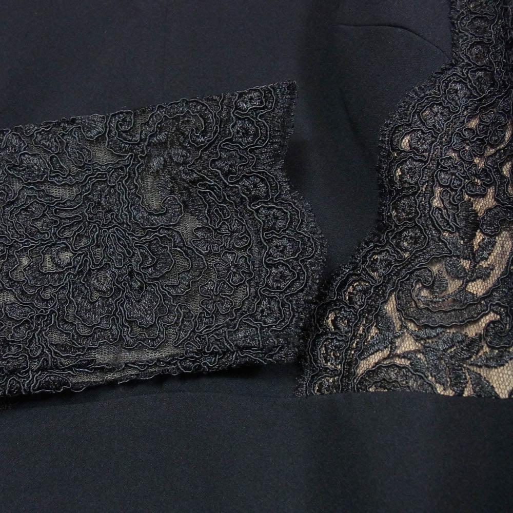 TADASHI SHOJI タダシショージ 袖レース切替 ベルテッド ワンピース ドレス ブラック系 8【中古】