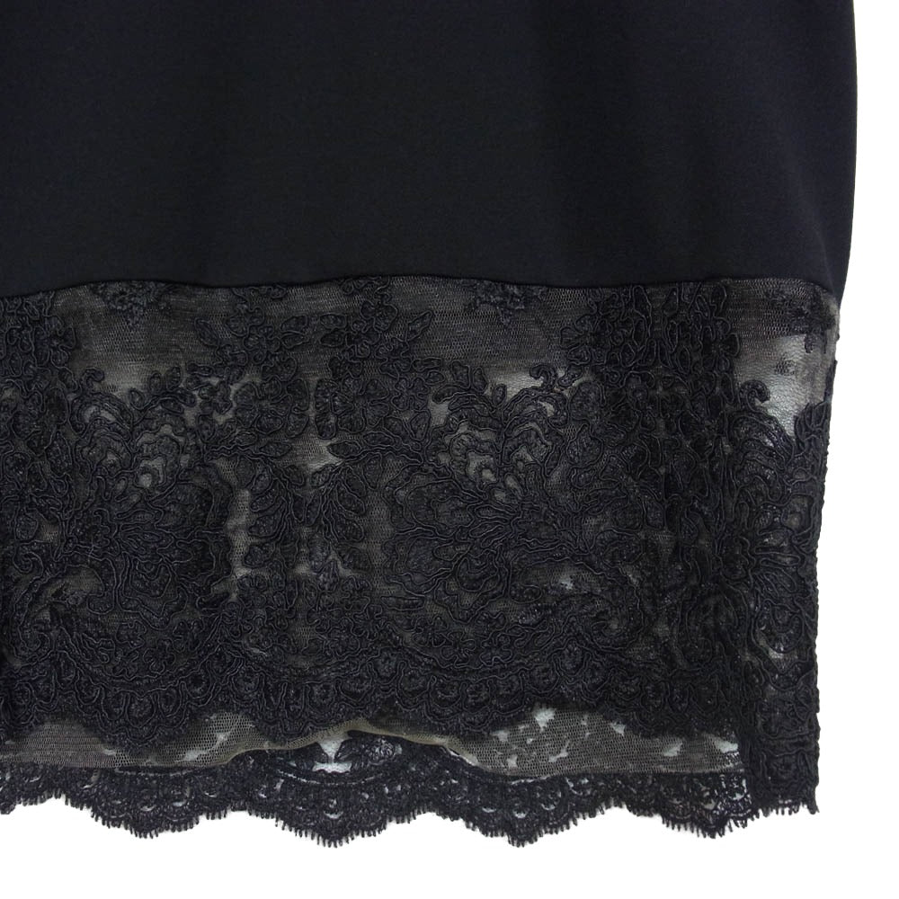 TADASHI SHOJI タダシショージ 袖レース切替 ベルテッド ワンピース ドレス ブラック系 8【中古】