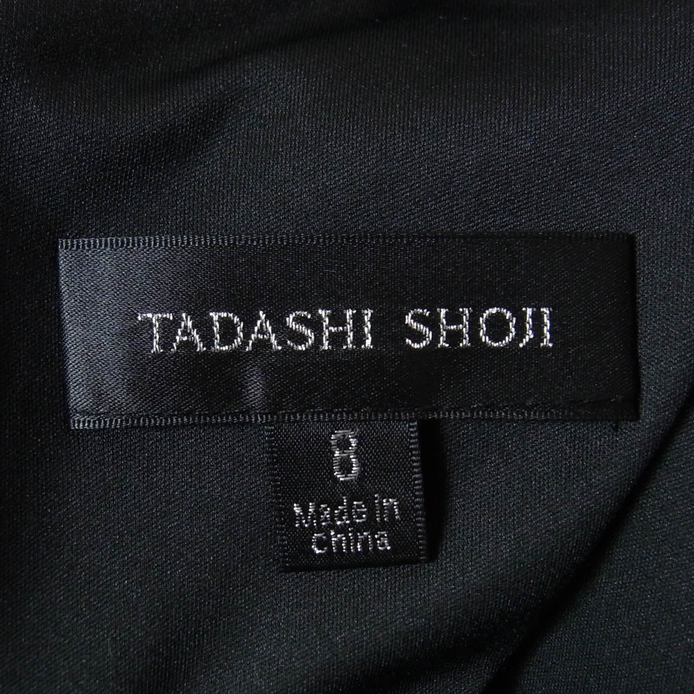 TADASHI SHOJI タダシショージ 袖レース切替 ベルテッド ワンピース ドレス ブラック系 8【中古】
