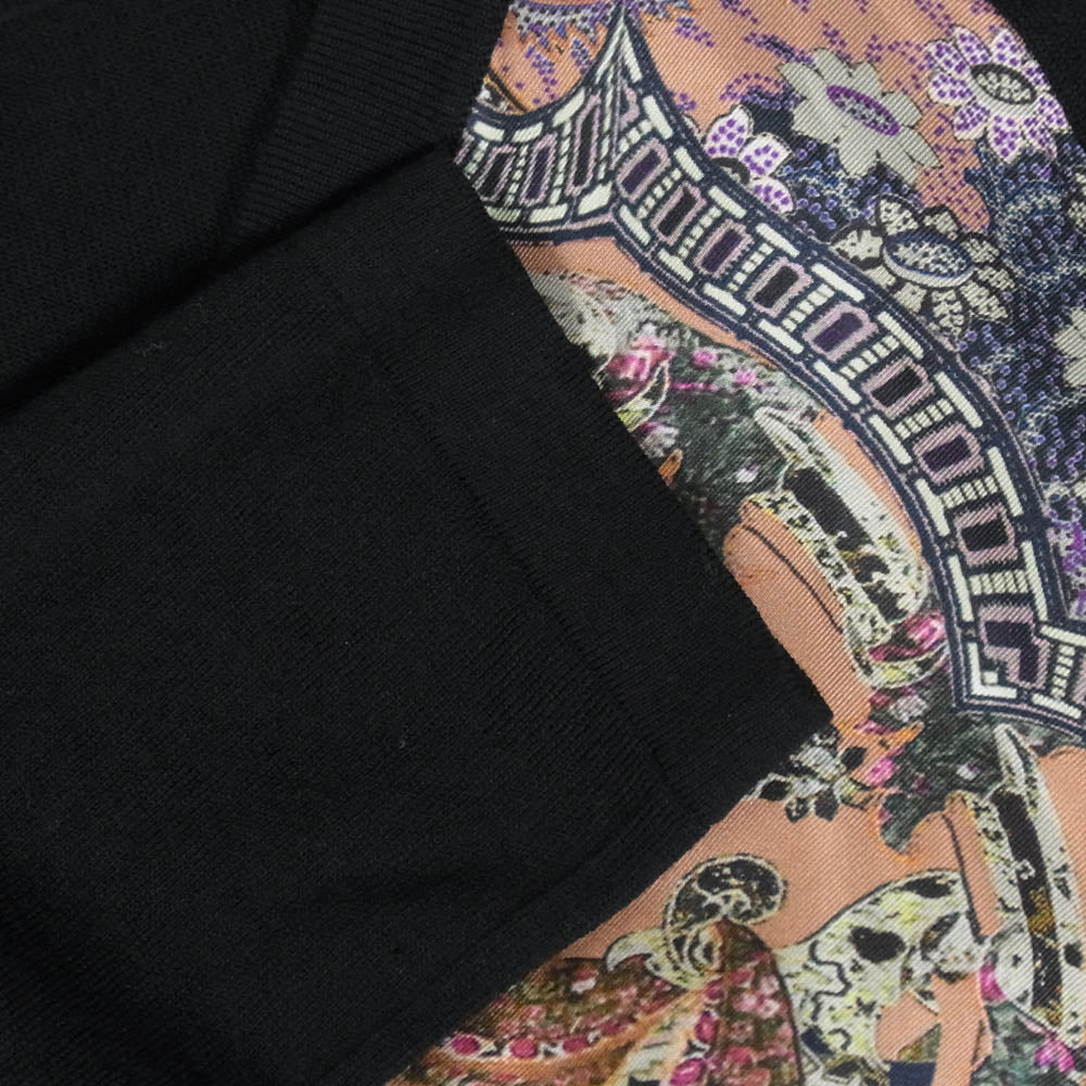ETRO エトロ イタリア製 総柄 シルク カーディガン ブラック系 42【中古】