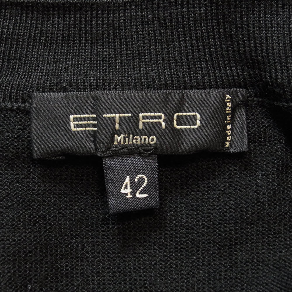 ETRO エトロ イタリア製 総柄 シルク カーディガン ブラック系 42【中古】