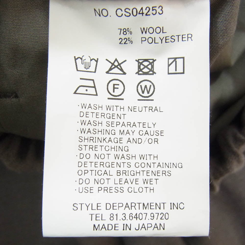 STILL BY HAND スティルバイハンド CS04253 Wool Jersey Two Tuck Pants ウール ジャージー ツータック パンツ グレー系 48【中古】