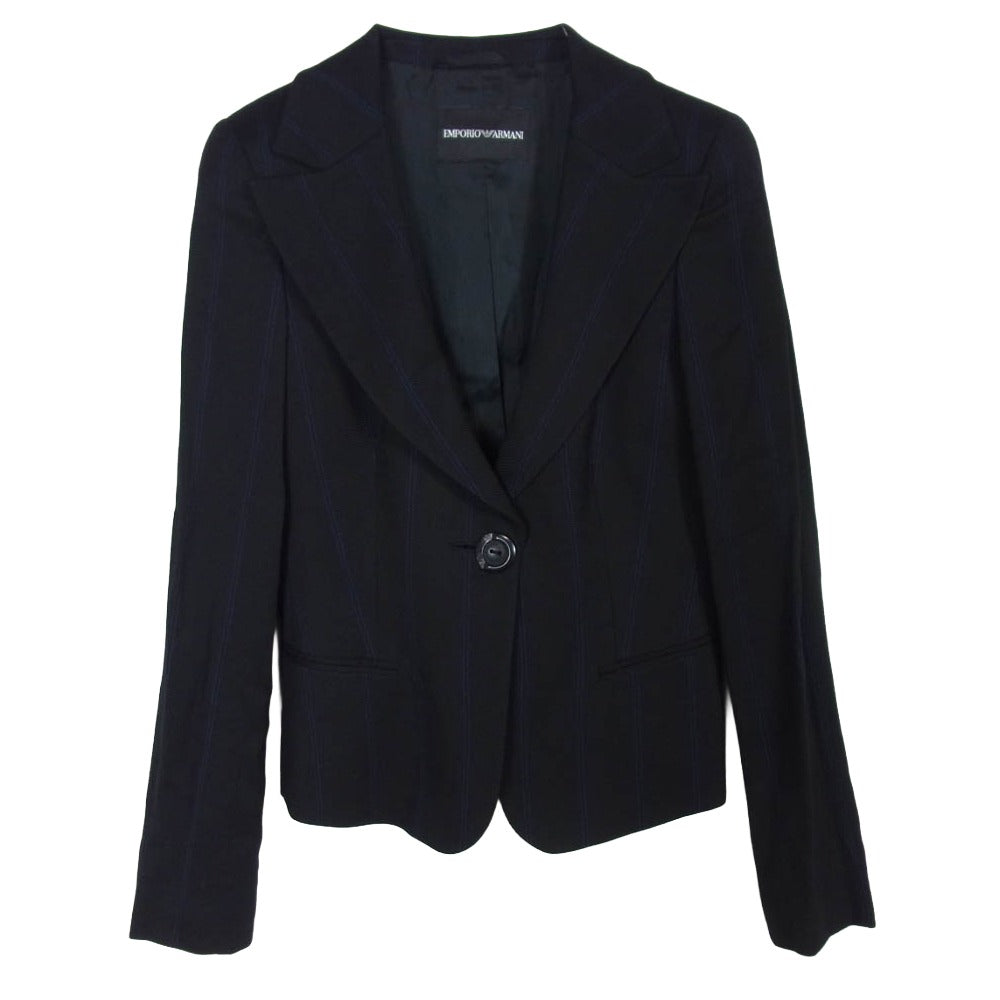 Emporio Armani エンポリオ・アルマーニ 1B ピークドラペル テーラード ジャケット　 ブラック系 38【中古】
