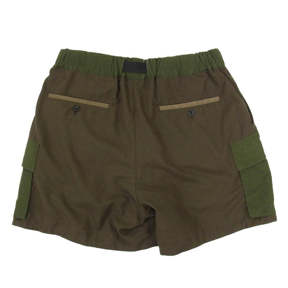 Sacai サカイ 22SS 22-02675M Suiting Mix Shorts スーチング カーゴ ベルテッド ショート パンツ ショーツ カーキ系 3【中古】
