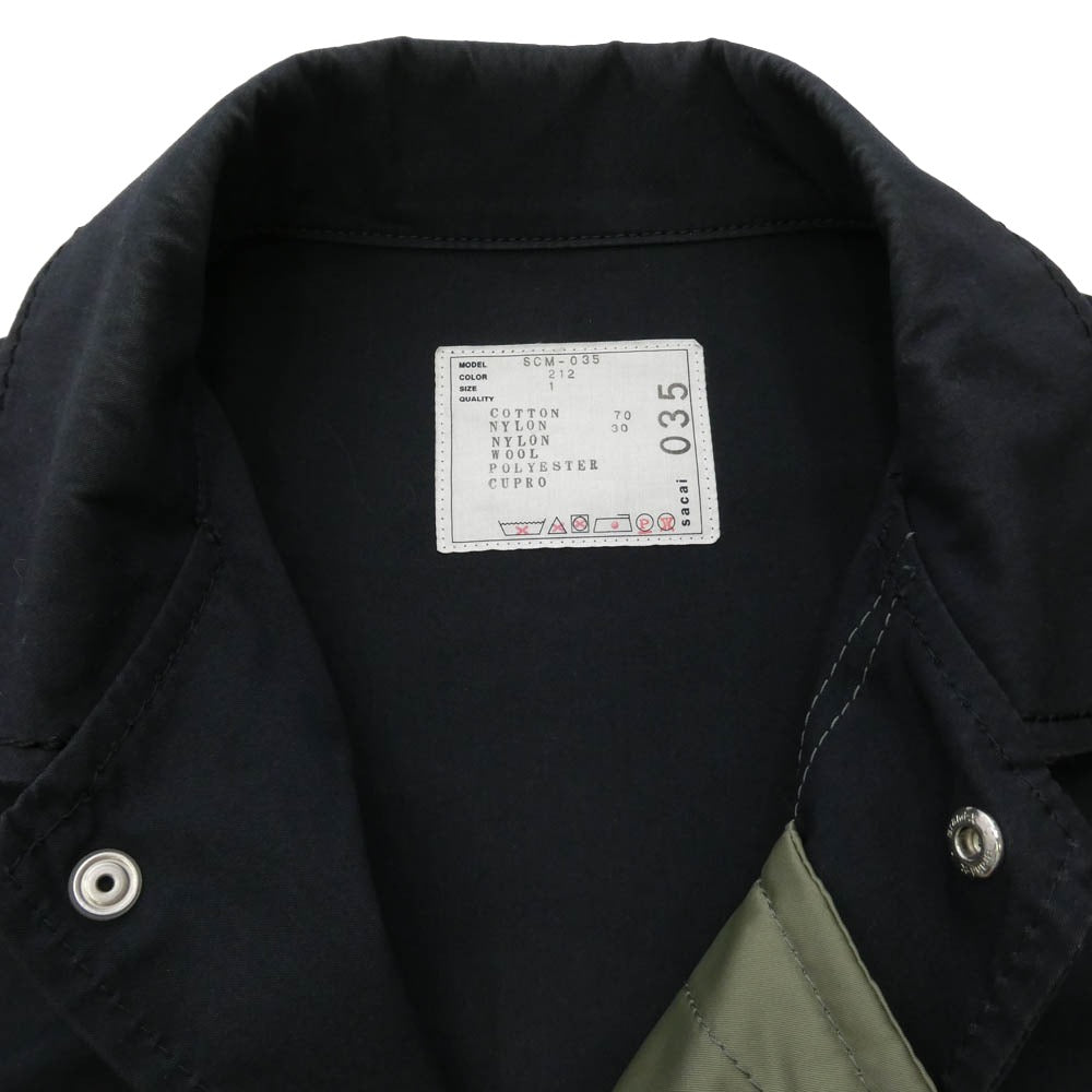 Sacai サカイ 21AW SCM-035 MILITARY COAT ミリタリー コート カーキ系 ネイビー系 1【中古】 Sacai サカイ 21AW SCM-035 MILITARY COAT ミリタリー コート カーキ系