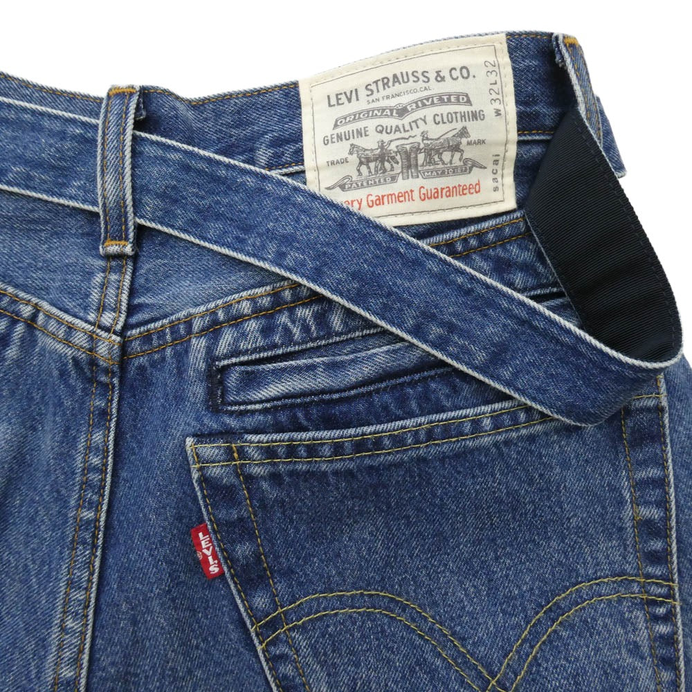 Sacai サカイ Levi's リーバイス 25SS 25-0962S Denim Pants ベルテッド ワイド バギー デニム パンツ インディゴブルー系 W32【中古】