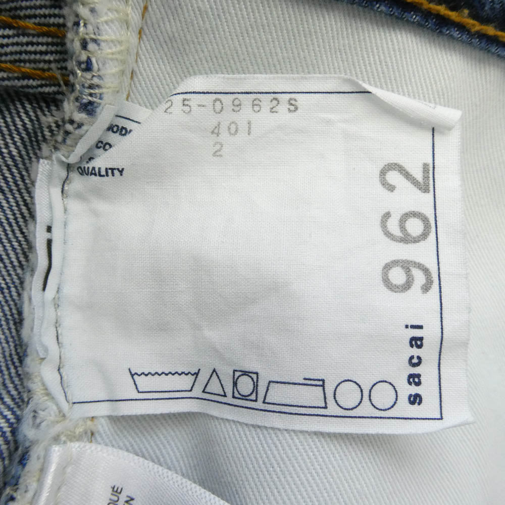 Sacai サカイ Levi's リーバイス 25SS 25-0962S Denim Pants ベルテッド ワイド バギー デニム パンツ インディゴブルー系 W32【中古】