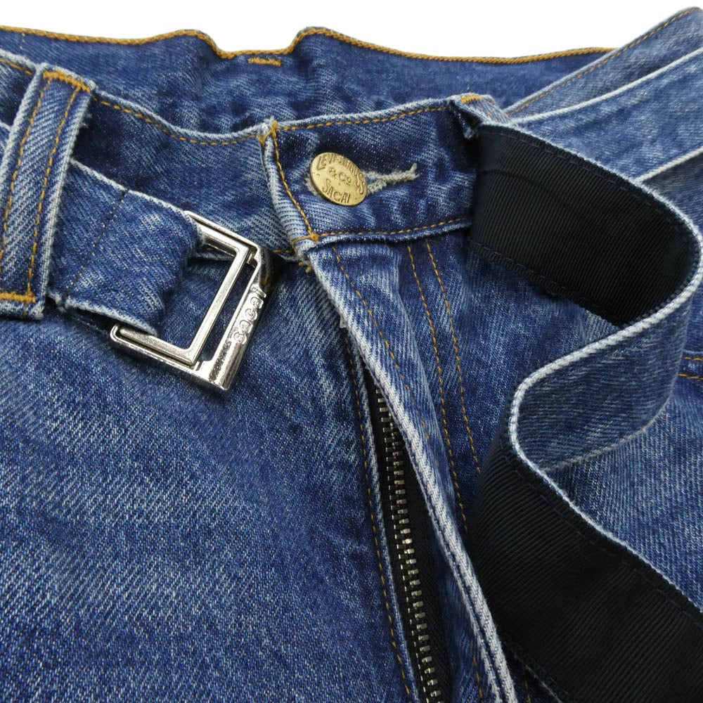 Sacai サカイ Levi's リーバイス 25SS 25-0962S Denim Pants ベルテッド ワイド バギー デニム パンツ インディゴブルー系 W32【中古】