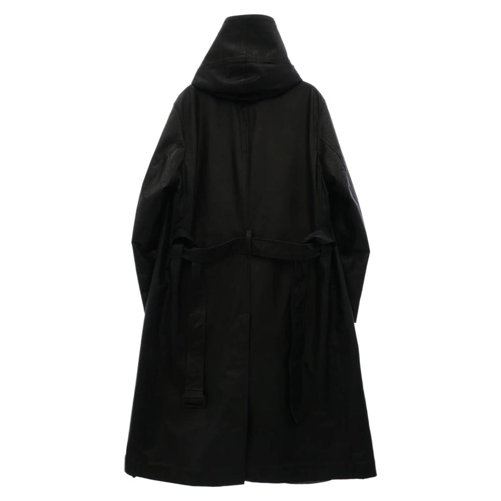 Yohji Yamamoto POUR HOMME ヨウジヤマモトプールオム ISAMUKATAYAMA BACKLASH イサムカタヤマバックラッシュ 24AW HO-C99-703 ISAMU KATAYAMA BACKLASH イサムカタヤマバックラッシュ カウレザー フーデッド コート ブラック系 2【中古】
