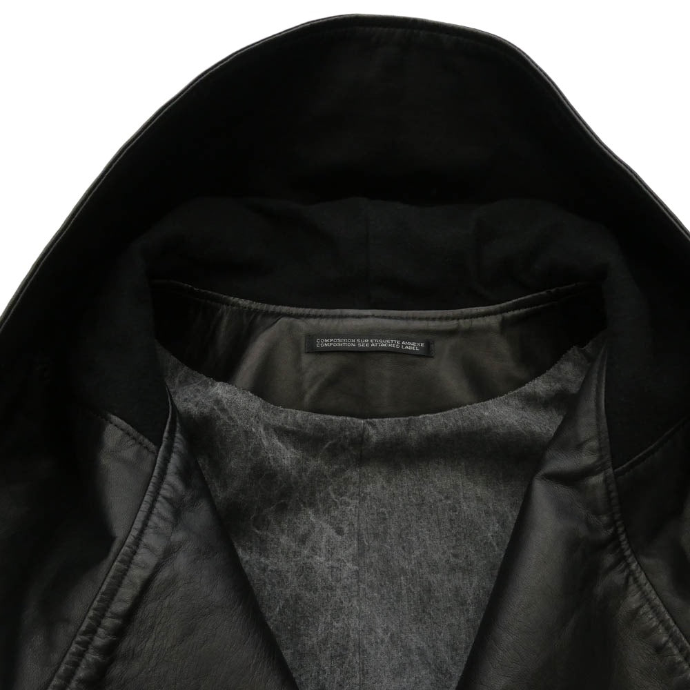 Yohji Yamamoto POUR HOMME ヨウジヤマモトプールオム ISAMUKATAYAMA BACKLASH イサムカタヤマバックラッシュ 24AW HO-C99-703 ISAMU KATAYAMA BACKLASH イサムカタヤマバックラッシュ カウレザー フーデッド コート ブラック系 2【中古】