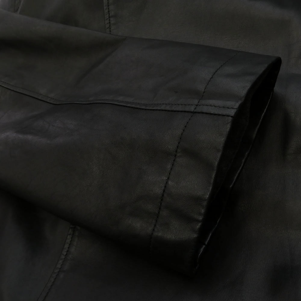 Yohji Yamamoto POUR HOMME ヨウジヤマモトプールオム ISAMUKATAYAMA BACKLASH イサムカタヤマバックラッシュ 24AW HO-C99-703 ISAMU KATAYAMA BACKLASH イサムカタヤマバックラッシュ カウレザー フーデッド コート ブラック系 2【中古】