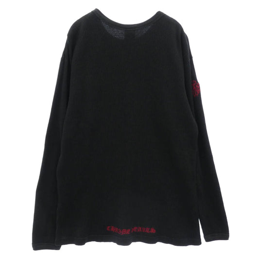 CHROME HEARTS クロムハーツ（原本無） オールド 袖ヴァインダガー刺繍 バックロゴ刺繍 ポケット付き 長袖 サーマル カットソー ブラック系 L【中古】