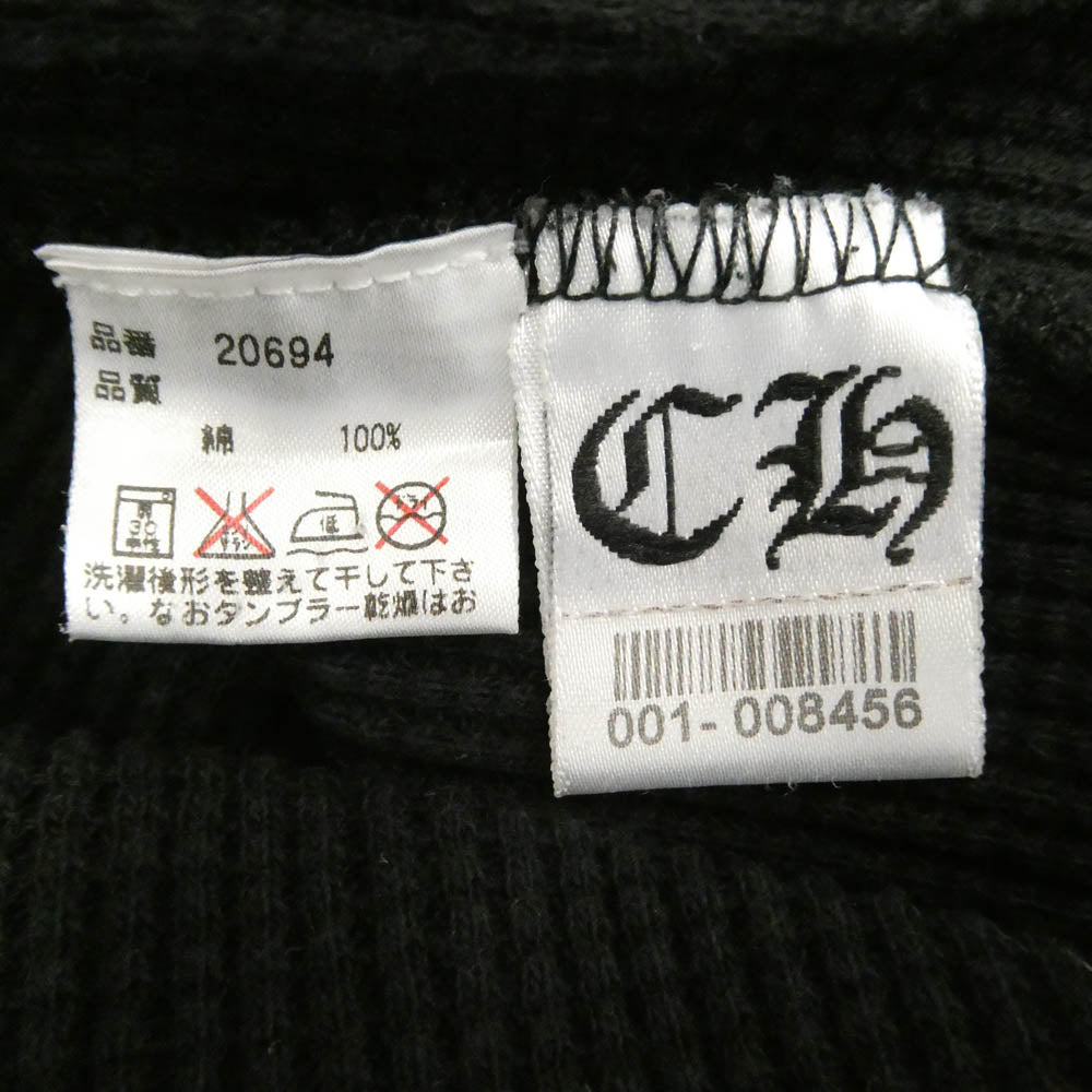 CHROME HEARTS クロムハーツ（原本無） オールド 袖ヴァインダガー刺繍 バックロゴ刺繍 ポケット付き 長袖 サーマル カットソー ブラック系 L【中古】