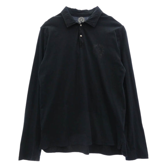 CHROME HEARTS クロムハーツ（原本無） クロスボールボタン ホースシュープリント 長袖 ポロシャツ ダークネイビー系 L【中古】