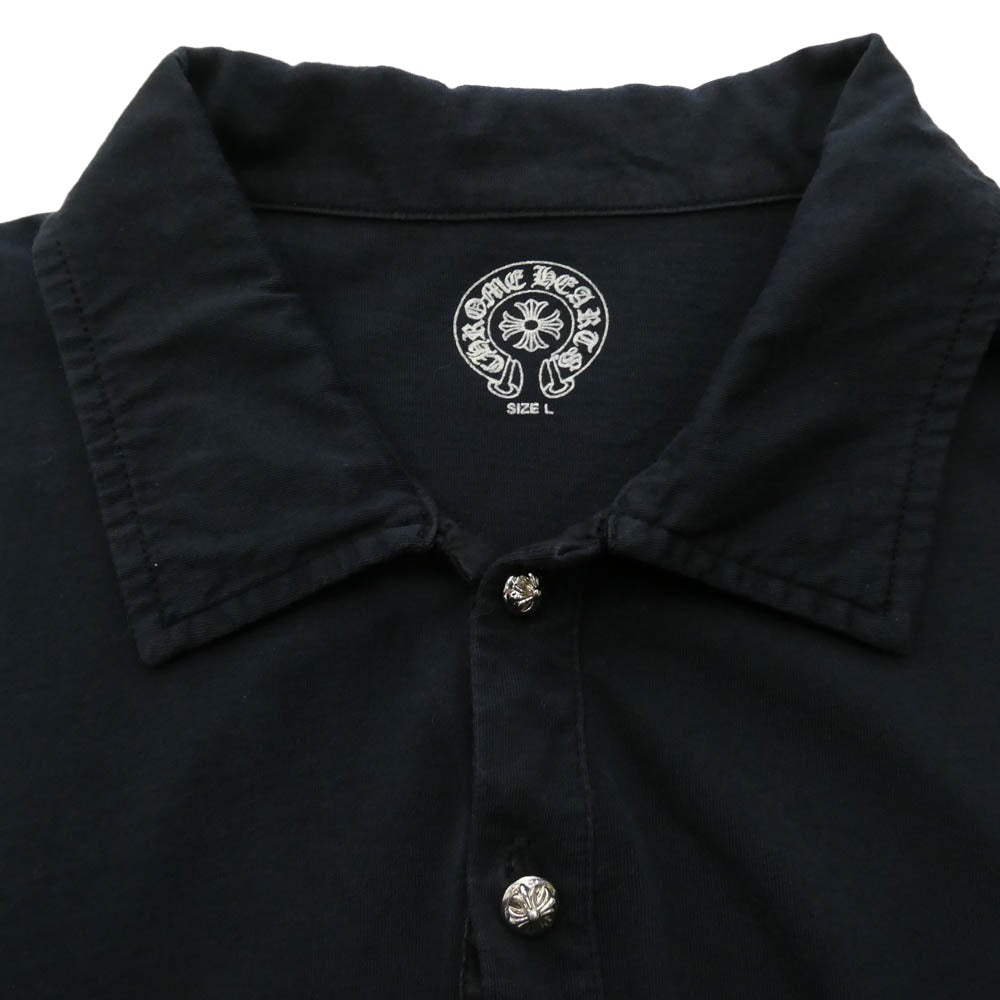 CHROME HEARTS クロムハーツ（原本無） クロスボールボタン ホースシュープリント 長袖 ポロシャツ ダークネイビー系 L【中古】