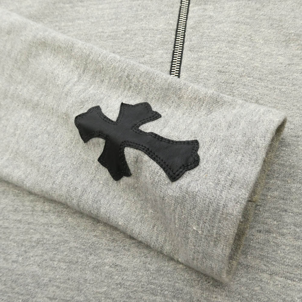 CHROME HEARTS クロムハーツ（原本無） ダガーハーフジップ 袖クロスパッチ パーカー フーディー グレー系 S【中古】
