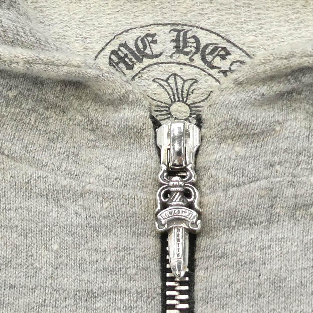 CHROME HEARTS クロムハーツ（原本無） ダガーハーフジップ 袖クロスパッチ パーカー フーディー グレー系 S【中古】