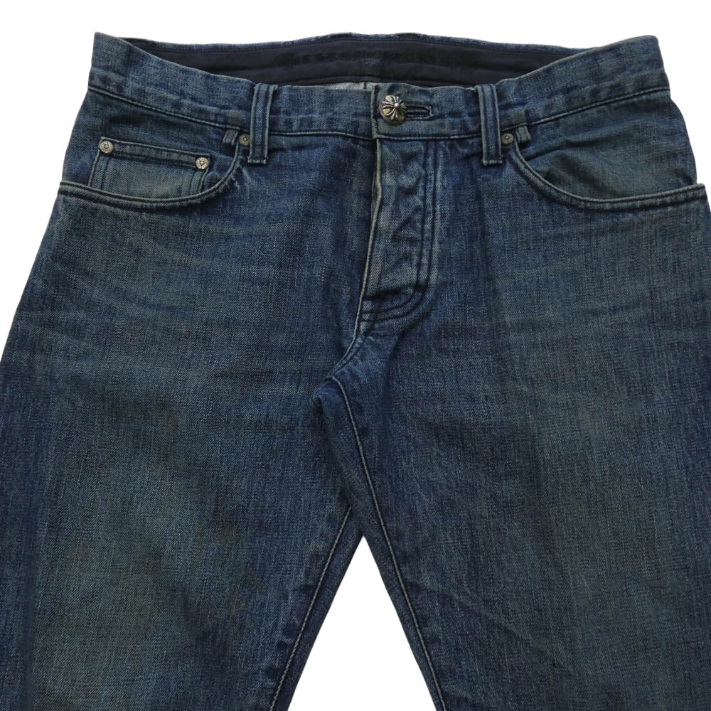 CHROME HEARTS クロムハーツ（原本無） クロスボールボタン ボタンフライ ホースシューボタン デニム パンツ インディゴブルー系 32【中古】