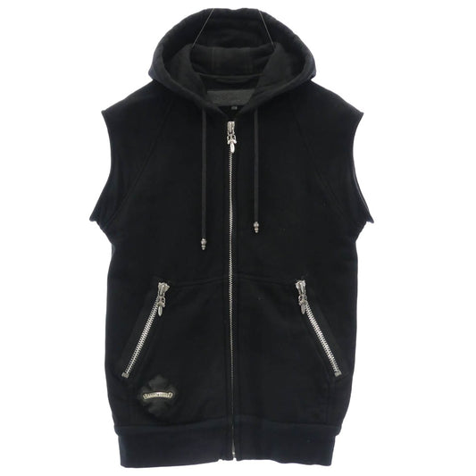 CHROME HEARTS クロムハーツ（原本無） LI'L PUDGE SS プラスレザーパッチ ダガージップ ノースリーブ パーカー フーディー ブラック系 M【中古】