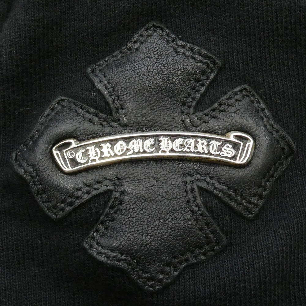 CHROME HEARTS クロムハーツ（原本無） LI'L PUDGE SS プラスレザーパッチ ダガージップ ノースリーブ パーカー フーディー ブラック系 M【中古】