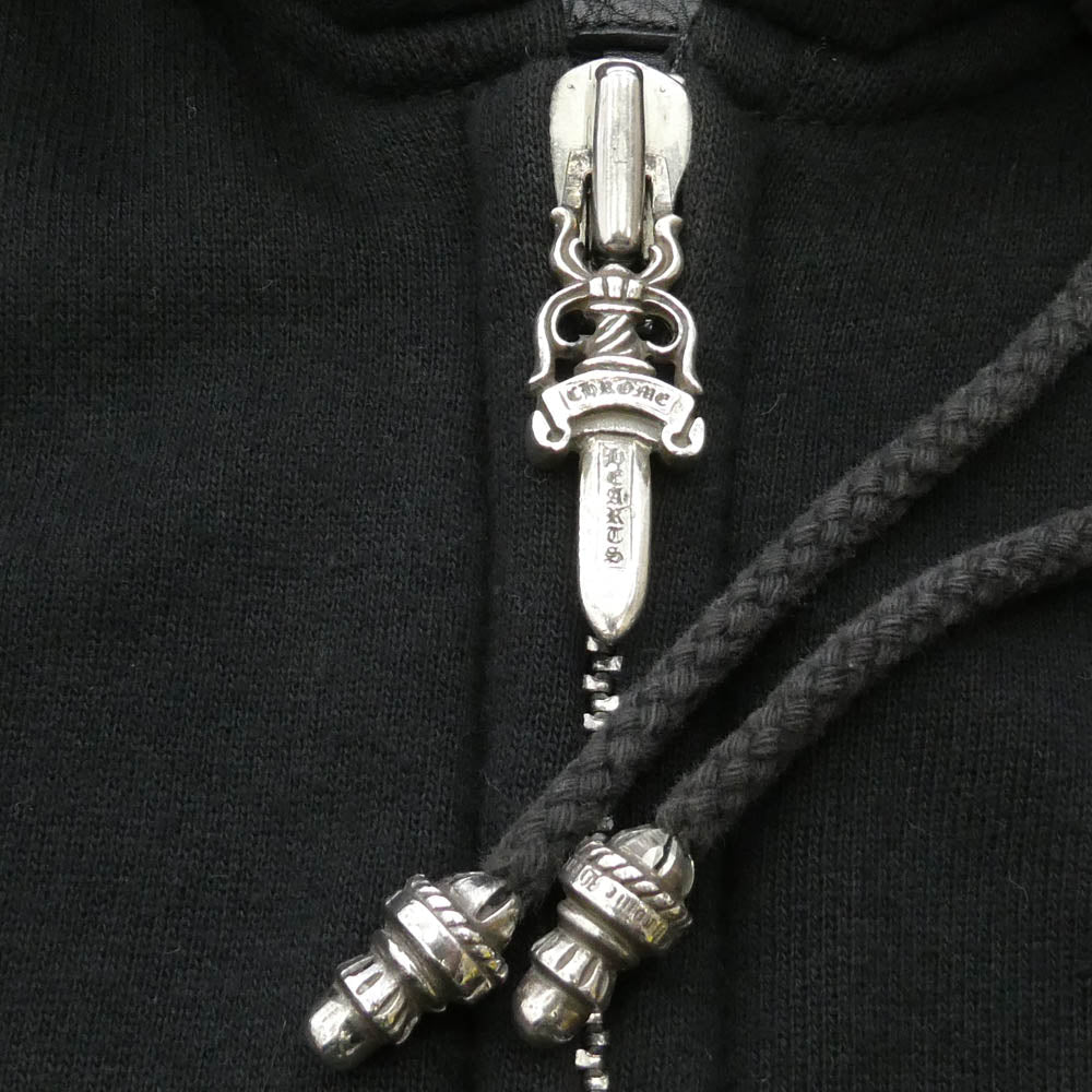 CHROME HEARTS クロムハーツ（原本無） LI'L PUDGE SS プラスレザーパッチ ダガージップ ノースリーブ パーカー フーディー ブラック系 M【中古】