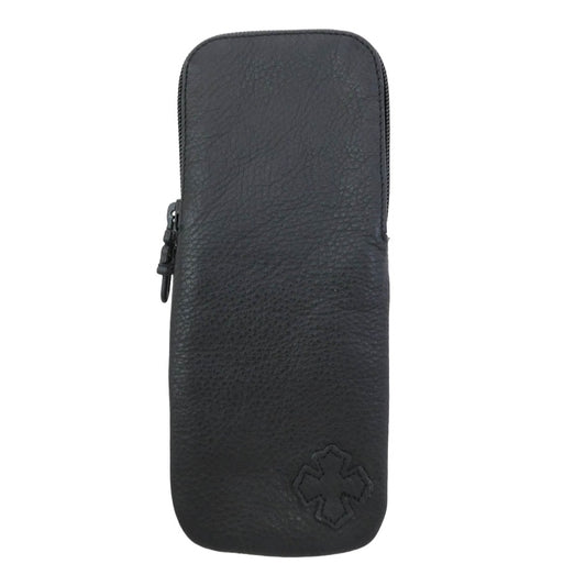 CHROME HEARTS クロムハーツ（原本無） レザー クロスパッチ アイウェアケース ブラック系【中古】