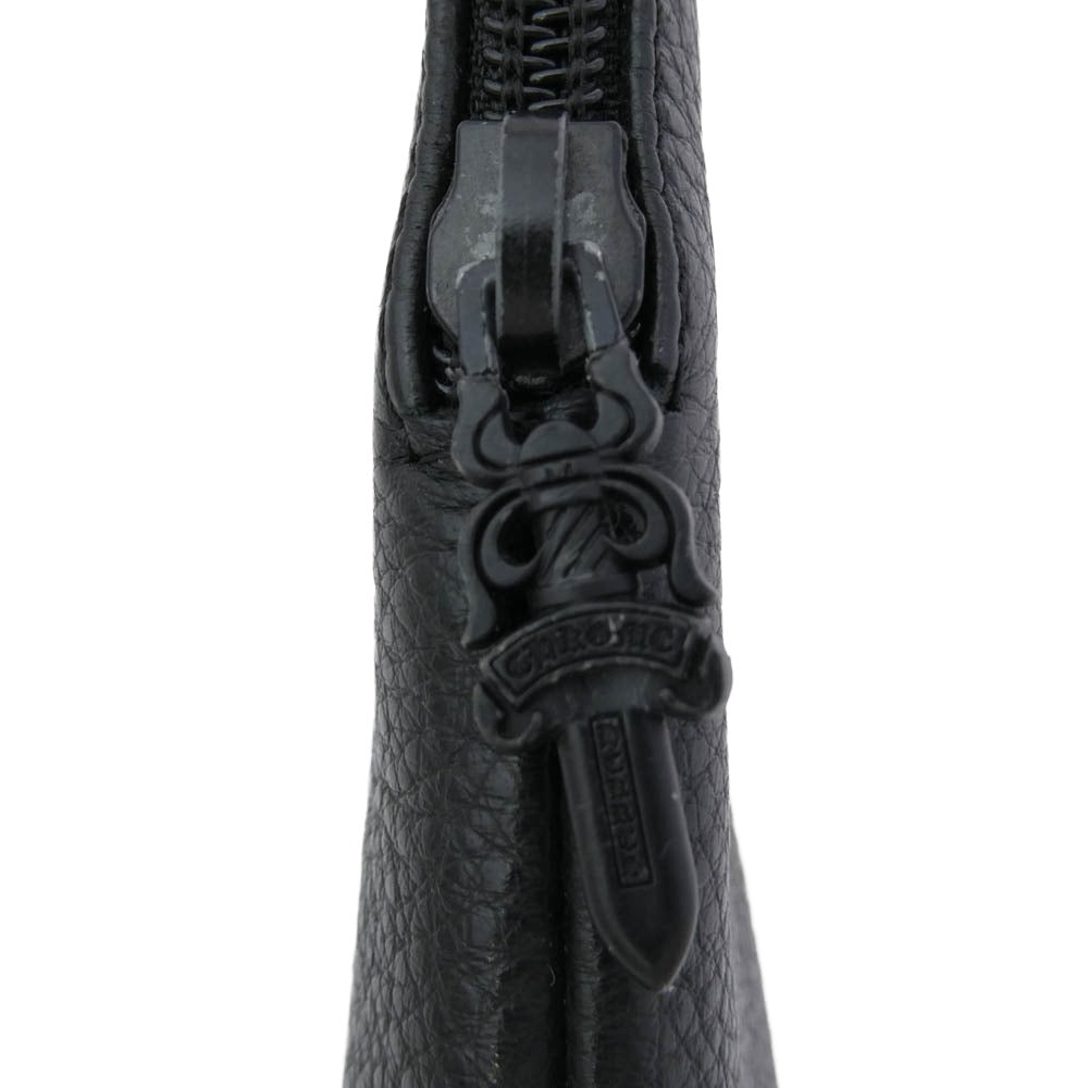 CHROME HEARTS クロムハーツ（原本無） レザー クロスパッチ アイウェアケース ブラック系【中古】