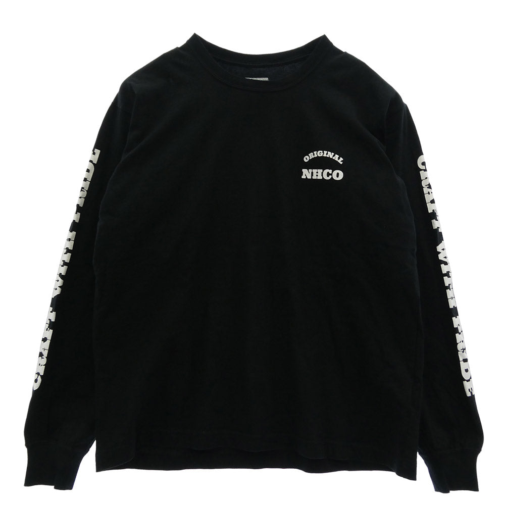 NEIGHBORHOOD ネイバーフッド 22AW 222PCNH-LT07 Long Sleeve NH-7 T-Shirt ロンT Tシャツ ロゴプリント ブラック系 S【中古】
