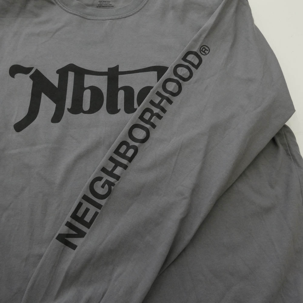 NEIGHBORHOOD ネイバーフッド 24AW 242PCNH-LT07 NH. TEE LS-7 ロンT Tシャツ ロゴプリント グレー系 M【中古】
