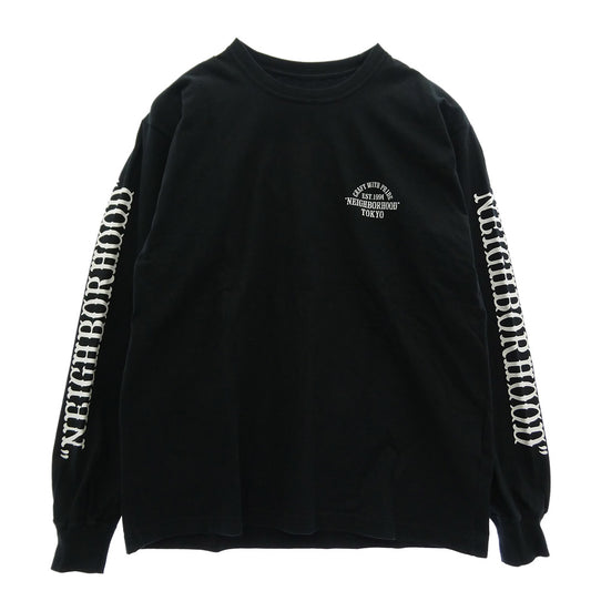 NEIGHBORHOOD ネイバーフッド 22AW 222PCNH-LT06 NH TEE-6 LS . CO ロンT Tシャツ ロゴプリント ブラック系 S【中古】