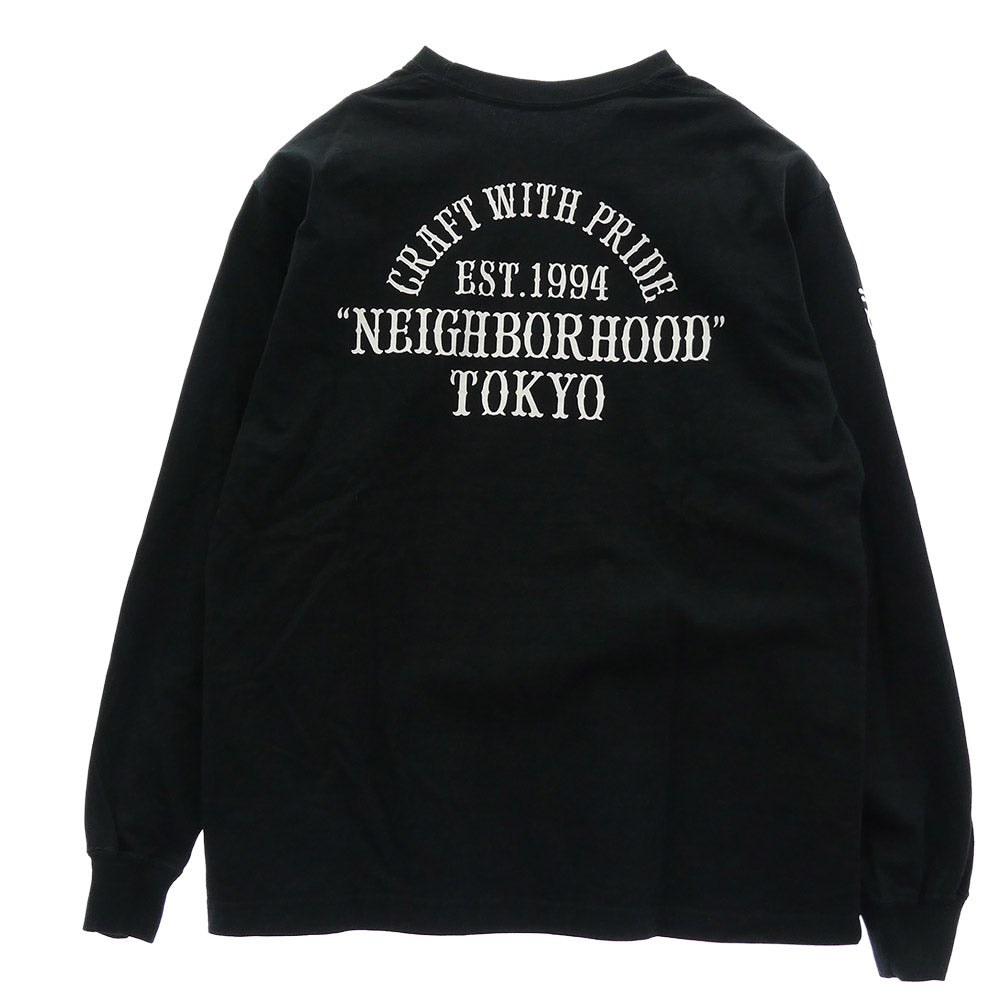 NEIGHBORHOOD ネイバーフッド 22AW 222PCNH-LT06 NH TEE-6 LS . CO ロンT Tシャツ ロゴプリント ブラック系 S【中古】