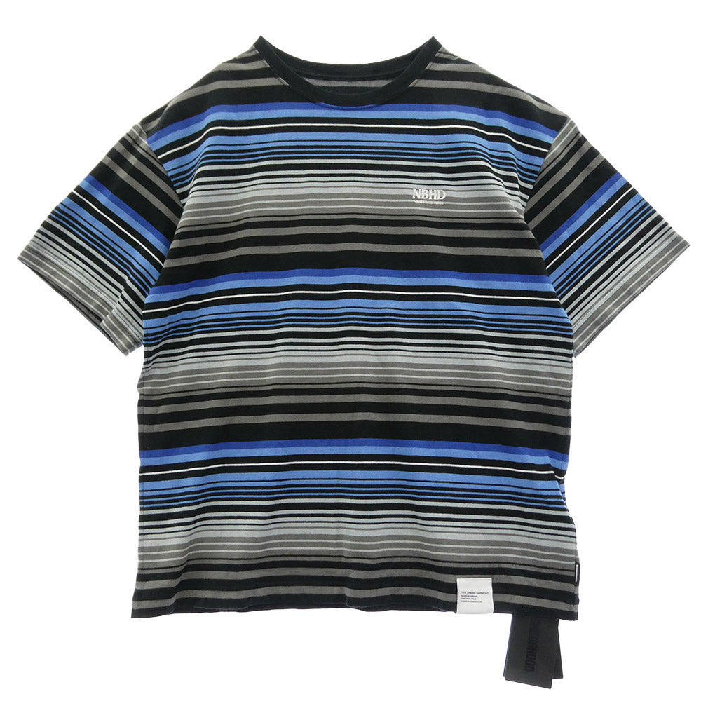 NEIGHBORHOOD ネイバーフッド 24SS 241FPNH-CSM12 BORDER CREWNECK SS Tシャツ ロゴ刺繍 ボーダー ブラック系 グレー系 ブルー系 M【中古】